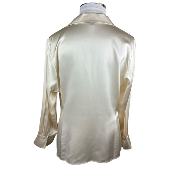 Lafayette 148 New York Silk Blouse Ivory Champagne LS Button Front Plus Size 20 - Picture 5 of 14